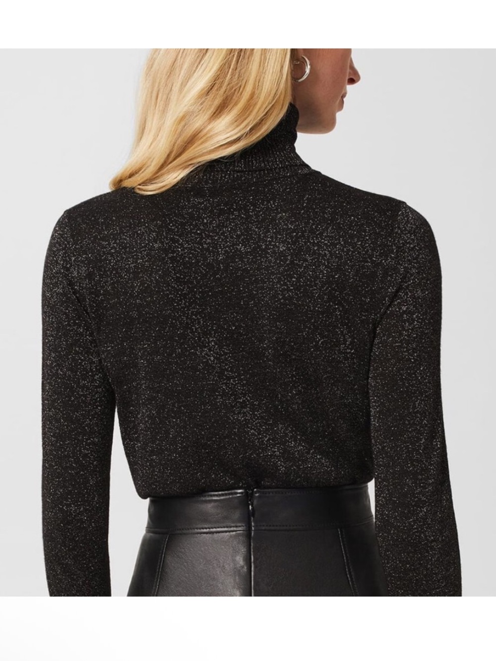 Worthington women’s Black& silver Glitter Turtleneck Sweater- - Picture 2 of 5